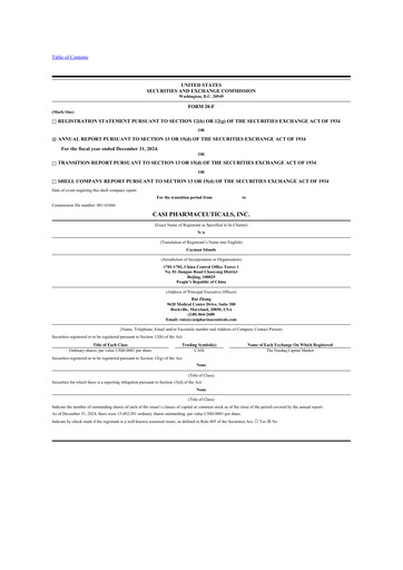 Thumbnail CASI Pharmaceuticals 20-F Annual Report 2024