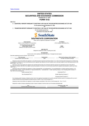 Miniature South State Corp 10-Q Rapport trimestriel 2025 