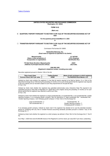 Thumbnail HarborOne Bancorp
 10-Q Quarterly Report FY2025 