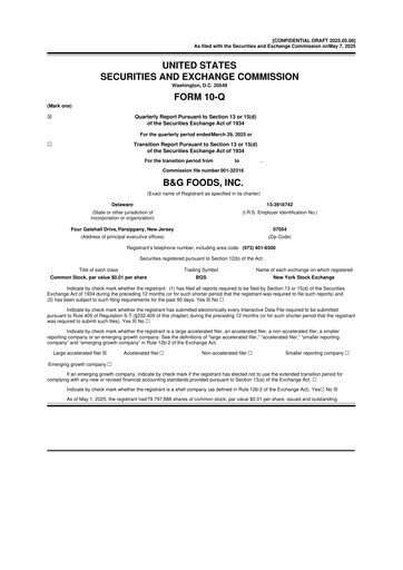 Vorschaubild B&G Foods

 10-Q Quartalsbericht 2025 