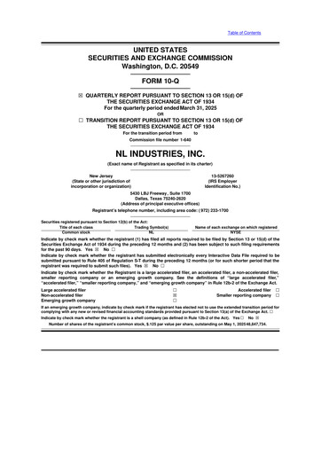 Thumbnail NL Industries 10-Q Quarterly Report FY2025 