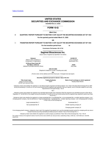 Miniature Sagimet Biosciences 10-Q Rapport trimestriel 2025 