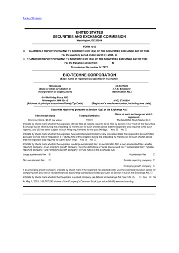 Miniature Bio-Techne 10-Q Rapport trimestriel 2025 