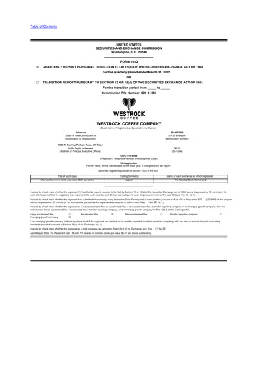 Thumbnail Westrock Coffee 10-Q Quarterly Report FY2025 