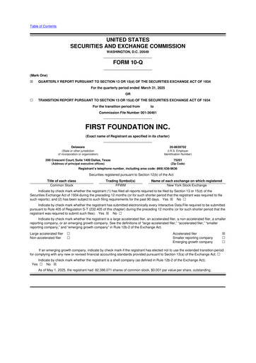 Thumbnail First Foundation
 10-Q Quarterly Report FY2025 