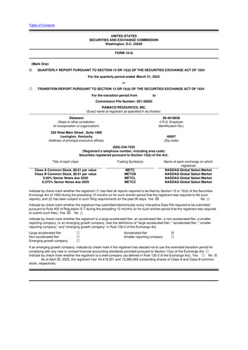 Thumbnail Ramaco Resources
 10-Q Quarterly Report FY2025 
