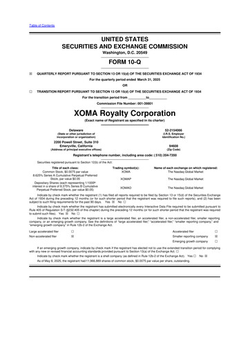Thumbnail XOMA Royalty 10-Q Quarterly Report FY2025 