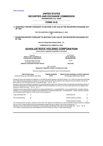 Thumbnail Scholar Rock Holding 10-Q Quarterly Report FY2025 