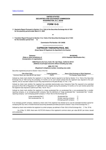 Thumbnail Capricor Therapeutics
 10-Q Quarterly Report FY2025 