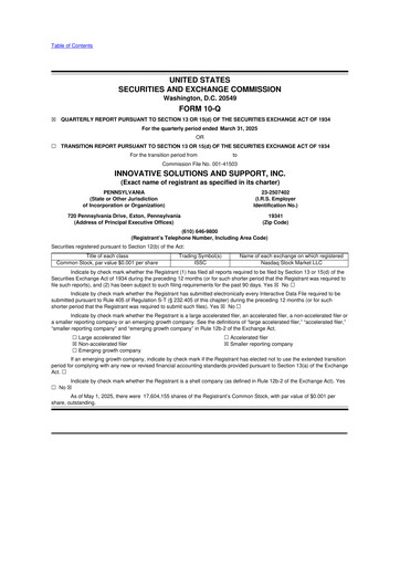 Thumbnail Innovative Solutions and Support 10-Q Quarterly Report FY2025 