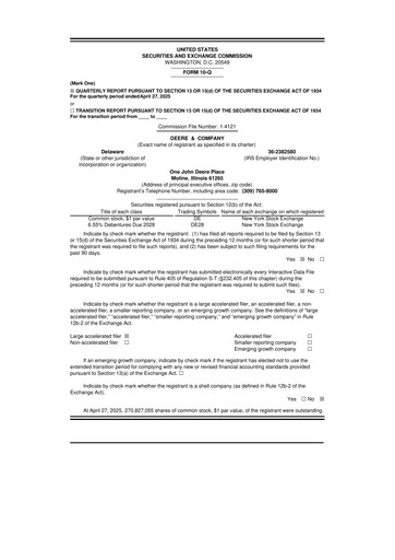 Thumbnail Deere & Company (John Deere) 10-Q Quarterly Report FY2025 