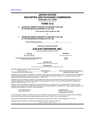 Thumbnail Calavo Growers
 10-Q Quarterly Report FY2025 