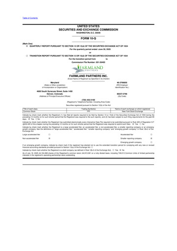 Thumbnail Farmland Partners
 10-Q Quarterly Report FY2025 