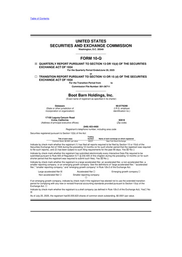 Thumbnail Boot Barn Holdings
 10-Q Quarterly Report FY2026 