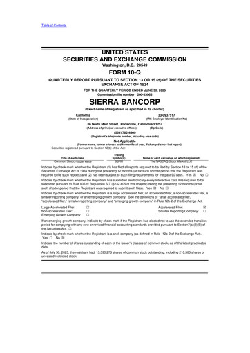 Thumbnail Sierra Bancorp
 10-Q Quarterly Report FY2025 