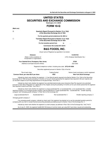 Vorschaubild B&G Foods

 10-Q Quartalsbericht 2025 