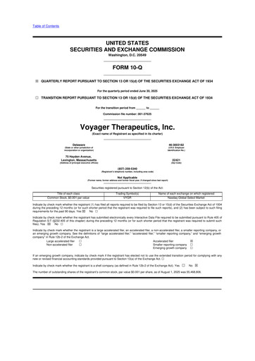 Thumbnail Voyager Therapeutics
 10-Q Quarterly Report FY2025 