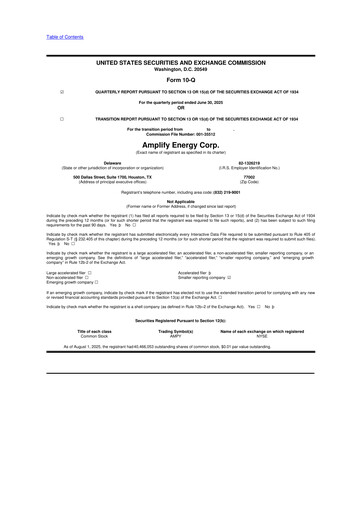 Miniature Amplify Energy
 10-Q Rapport trimestriel 2025 