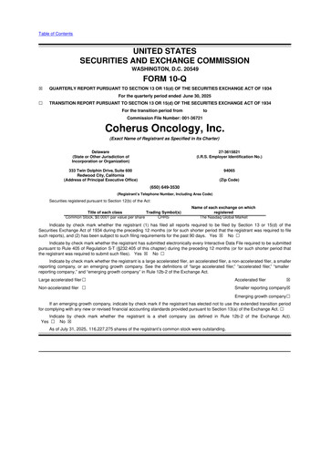 Thumbnail Coherus BioSciences
 10-Q Quarterly Report FY2025 