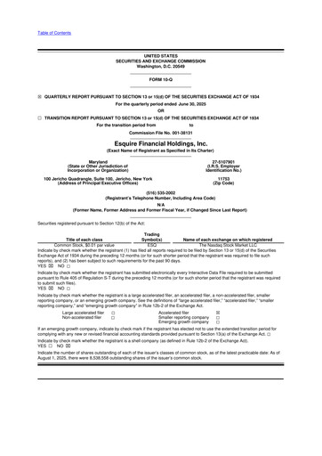 Thumbnail Esquire Financial Holdings 10-Q Quarterly Report FY2025 