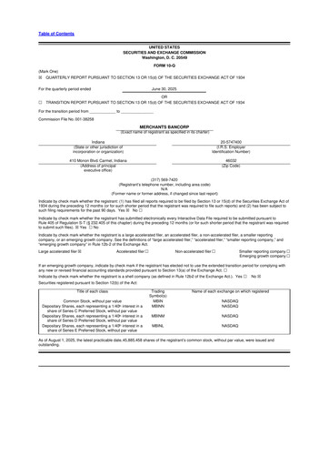 Thumbnail Merchants Bancorp 10-Q Quarterly Report FY2025 