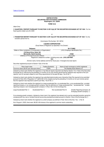 Miniature Liquidia Corporation 10-Q Rapport trimestriel  