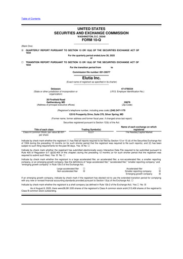Thumbnail Elutia 10-Q Quarterly Report FY2025 