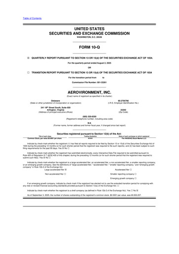 Thumbnail AeroVironment 10-Q Quarterly Report FY2026 