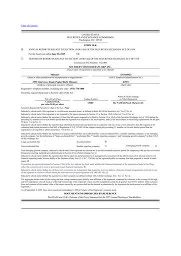 Thumbnail Southern Missouri Bancorp 10-K Annual Report 2025