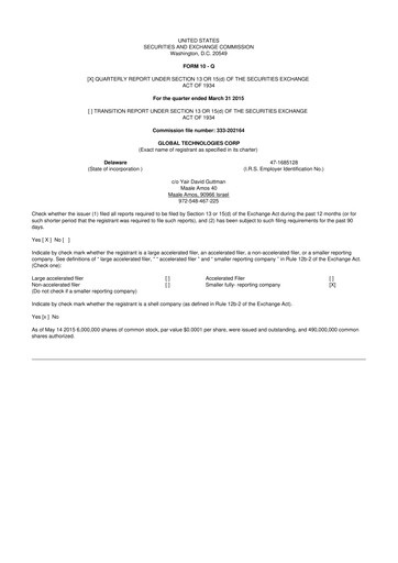 Thumbnail Avalon GloboCare 10-Q Quarterly Report FY2015 