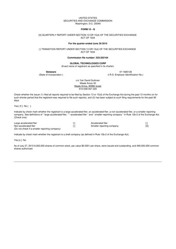 Thumbnail Avalon GloboCare 10-Q Quarterly Report FY2015 