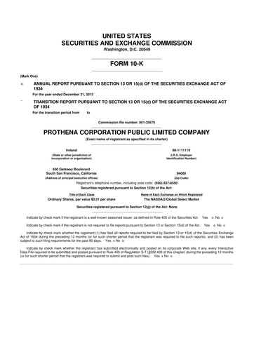 Thumbnail Prothena 10-K Annual Report 2013