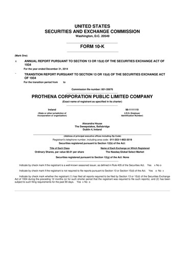 Thumbnail Prothena 10-K Annual Report 2014