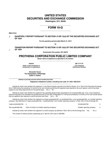 Thumbnail Prothena 10-Q Quarterly Report FY2015 