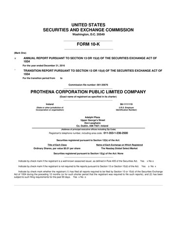 Thumbnail Prothena 10-K Annual Report 2016