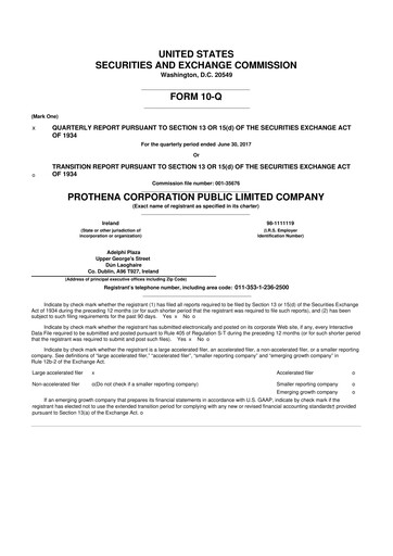 Thumbnail Prothena 10-Q Quarterly Report FY2017 