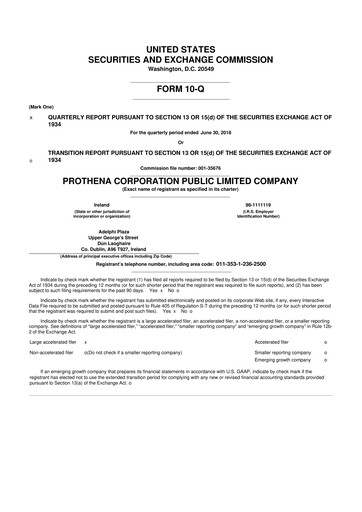 Thumbnail Prothena 10-Q Quarterly Report FY2018 