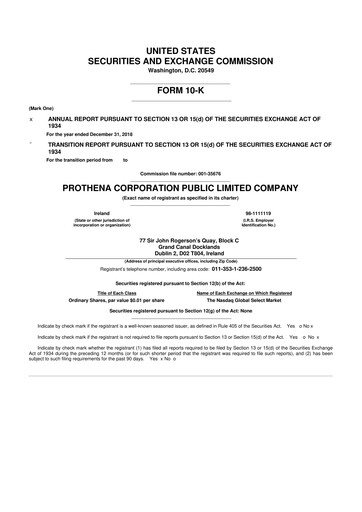 Thumbnail Prothena 10-K Annual Report 2018