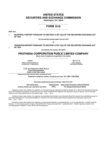 Thumbnail Prothena 10-Q Quarterly Report FY2019 