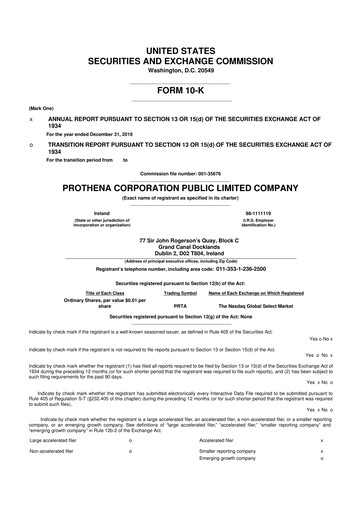 Thumbnail Prothena 10-K Annual Report 2019