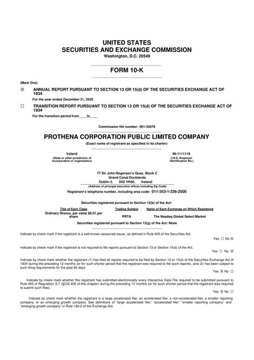 Thumbnail Prothena 10-K Annual Report 2025