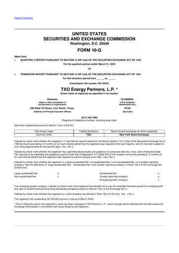 Vorschaubild TXO Partners, L.P. 10-Q Quartalsbericht 2023 