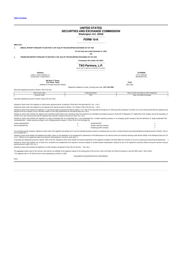 Vorschaubild TXO Partners, L.P. 10-K Jahresbericht 2024