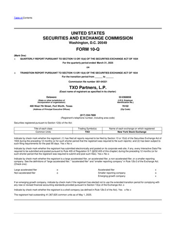 Vorschaubild TXO Partners, L.P. 10-Q Quartalsbericht 2025 