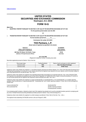 Vorschaubild TXO Partners, L.P. 10-Q Quartalsbericht 2025 