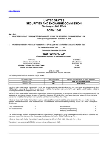 Vorschaubild TXO Partners, L.P. 10-Q Quartalsbericht 2025 