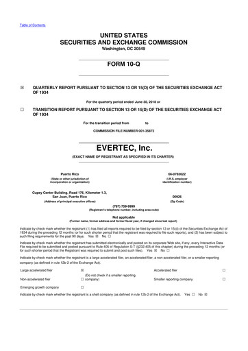 Thumbnail Evertec 10-Q Quarterly Report FY2018 