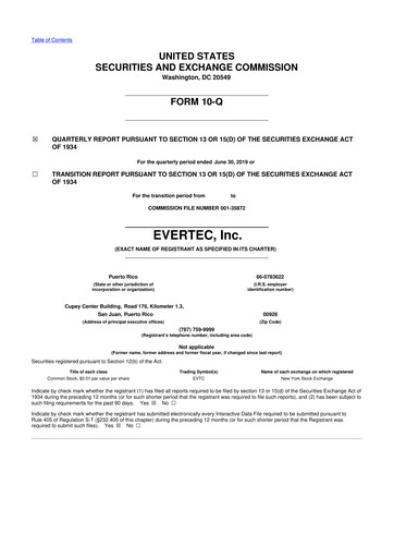 Thumbnail Evertec 10-Q Quarterly Report FY2019 