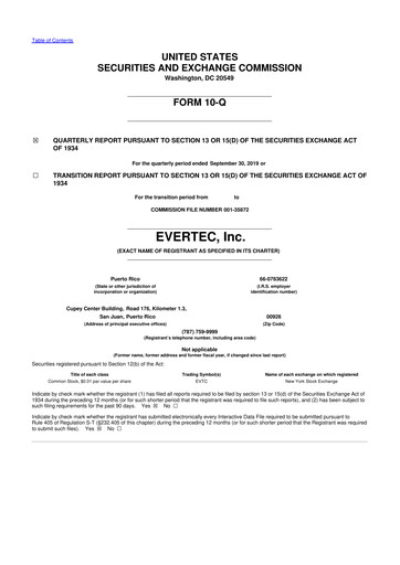 Thumbnail Evertec 10-Q Quarterly Report FY2019 