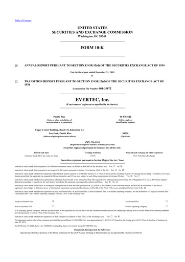 Thumbnail Evertec 10-K Annual Report 2019